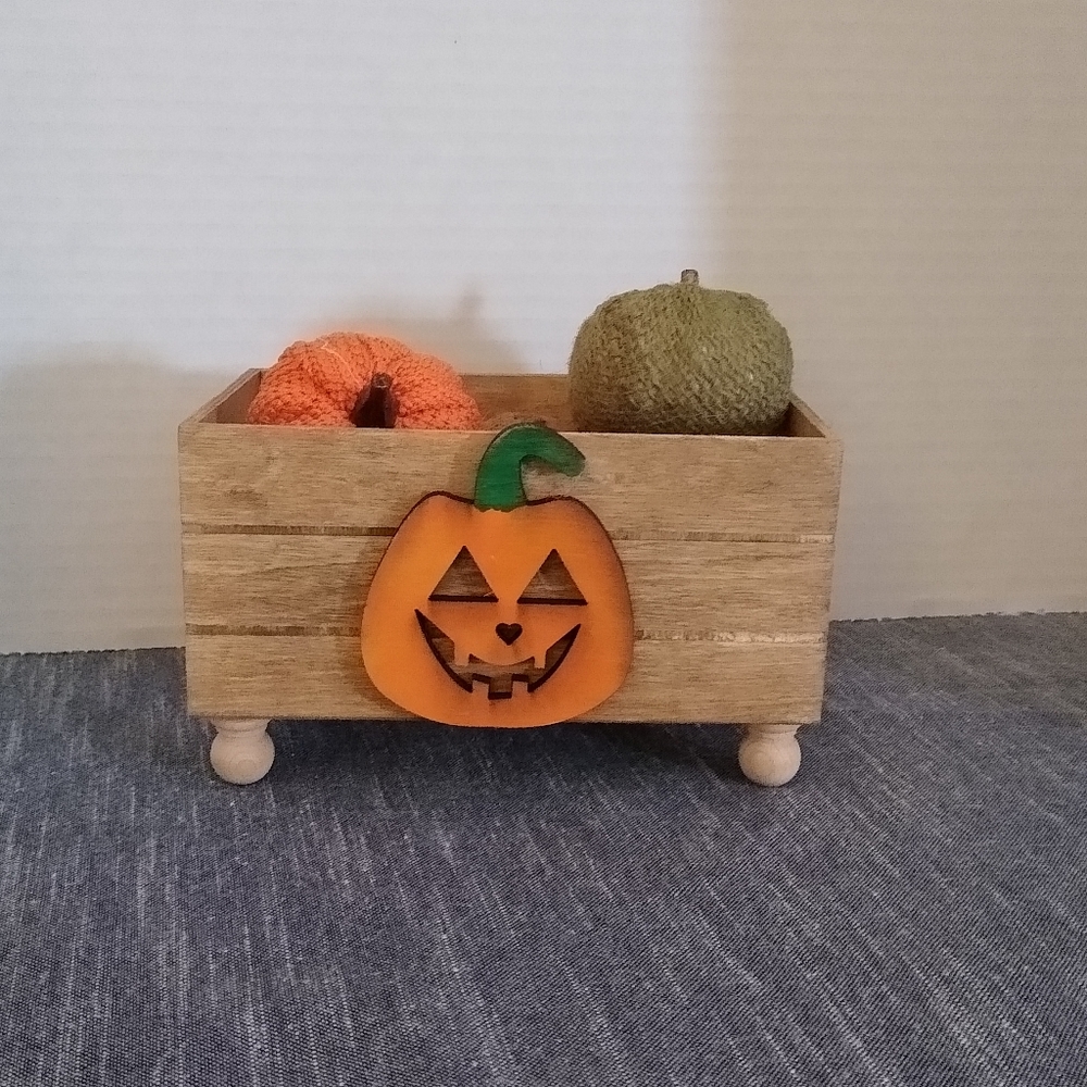 Fall decor box of pumpkins